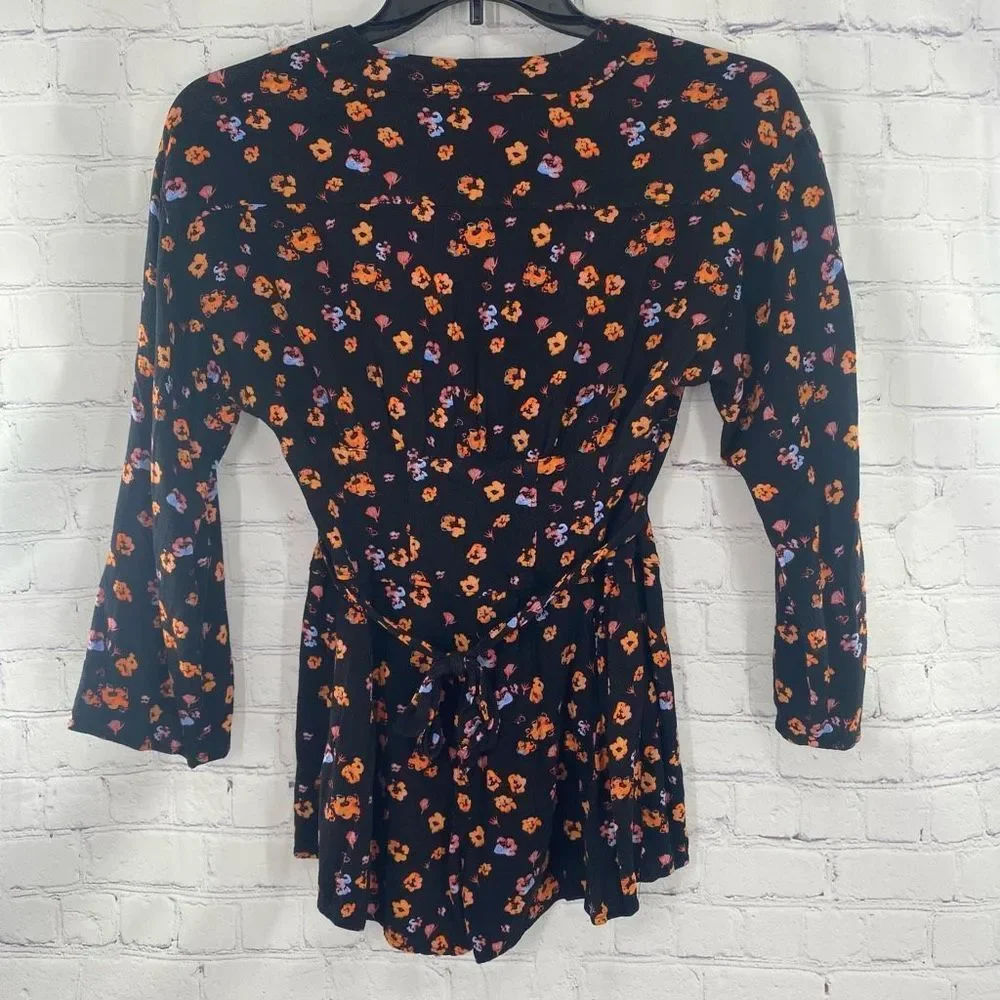 Free People L’Amour Printed Romper Black Long Sleeve Size 0 - Picture 6 of 9